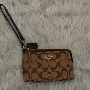 Vintage Coach Tan and Brown Signature Wristlet